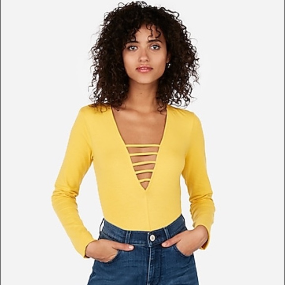 Deep strappy v-neck bodysuit